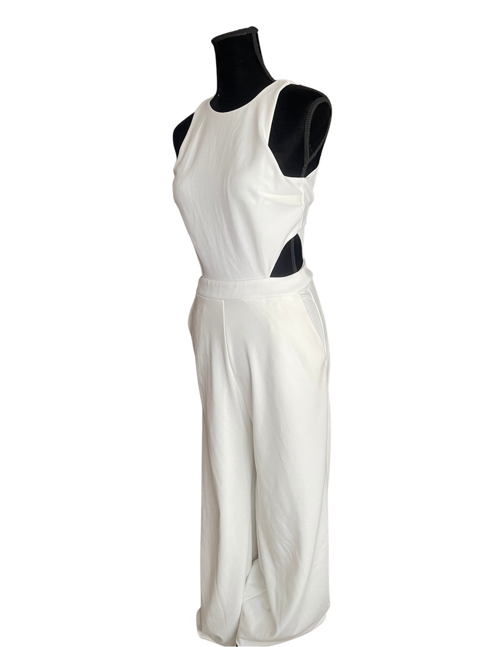 Express White Sleeveless Cutout Wide-Leg Jumpsuit